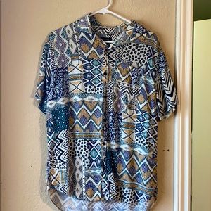 Tribal print button up
